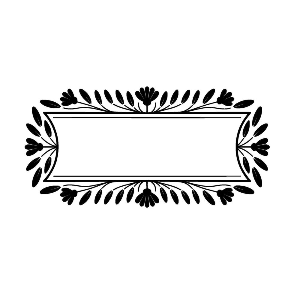 Elegant Floral Frame Template, Black White, Decorative Element vector