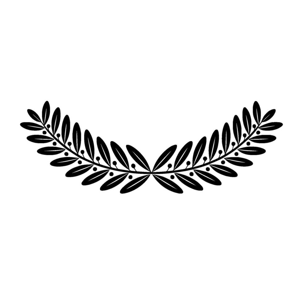 Elegant Black Olive Branch Wreath on White Background vector