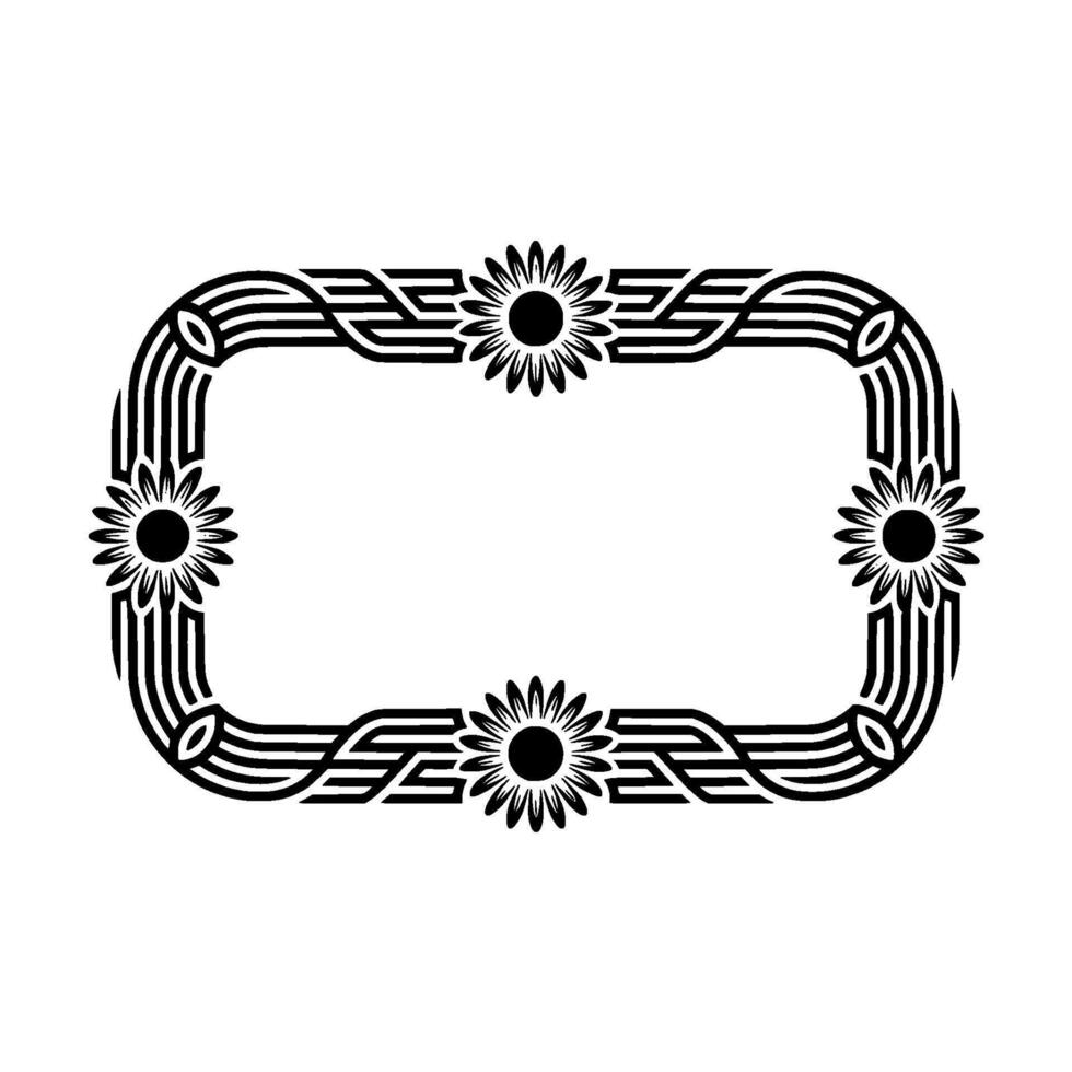 Floral Frame , Elegant Black and White, Decorative Element, Invitation Border vector