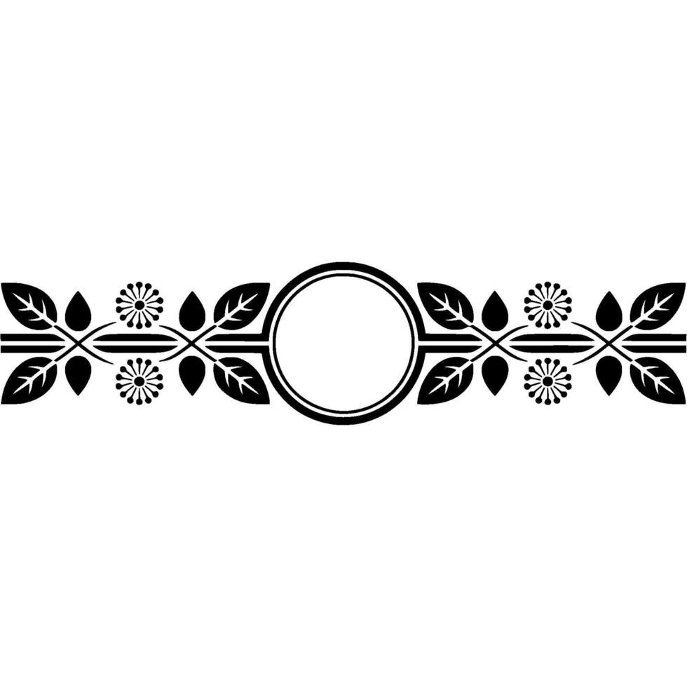 Decorative Floral Border with Circular Frame - Illustration vector