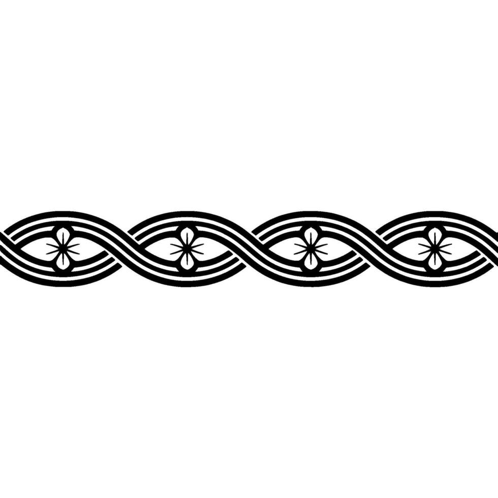 Black and White Floral Vine Border Pattern on White Background vector