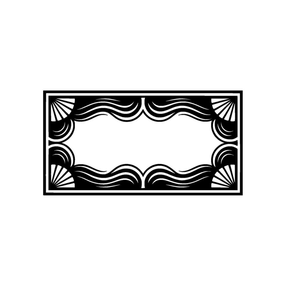 Art Deco Frame , Black and White Border, Element, Clean Lines vector