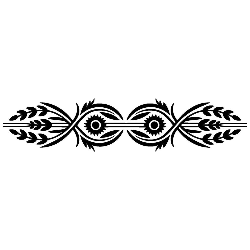 Elegant Black Floral Border Ornate Element on White vector