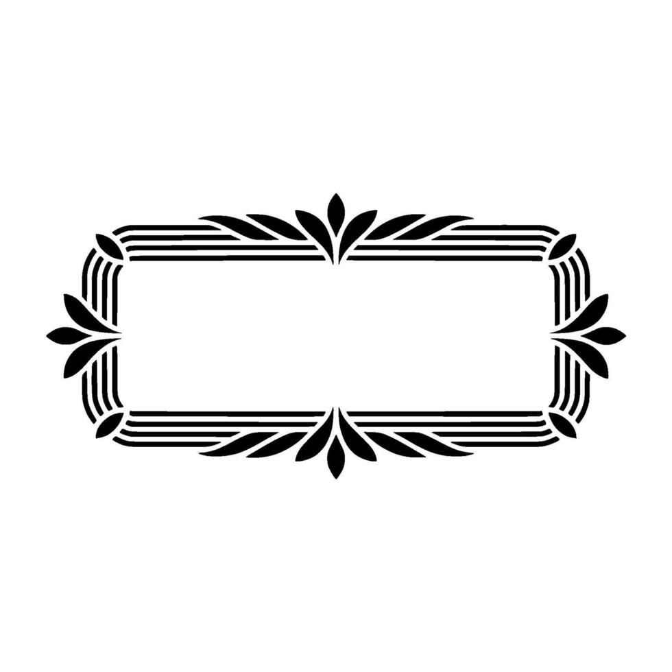 Elegant Black White Frame, Floral Motif, Minimalist vector