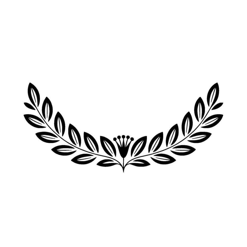 Elegant Laurel Wreath, Black Silhouette, Minimalist , Text Space vector