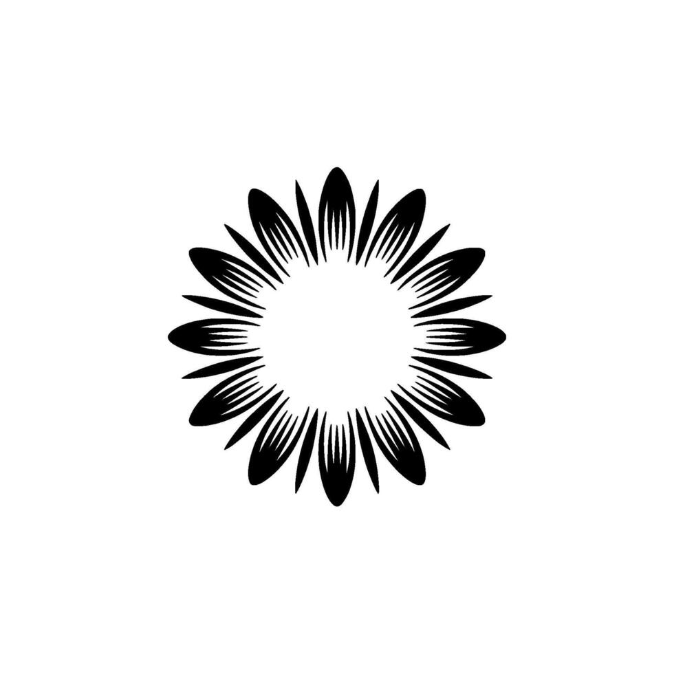 Minimalist Sunflower in Black and White vector