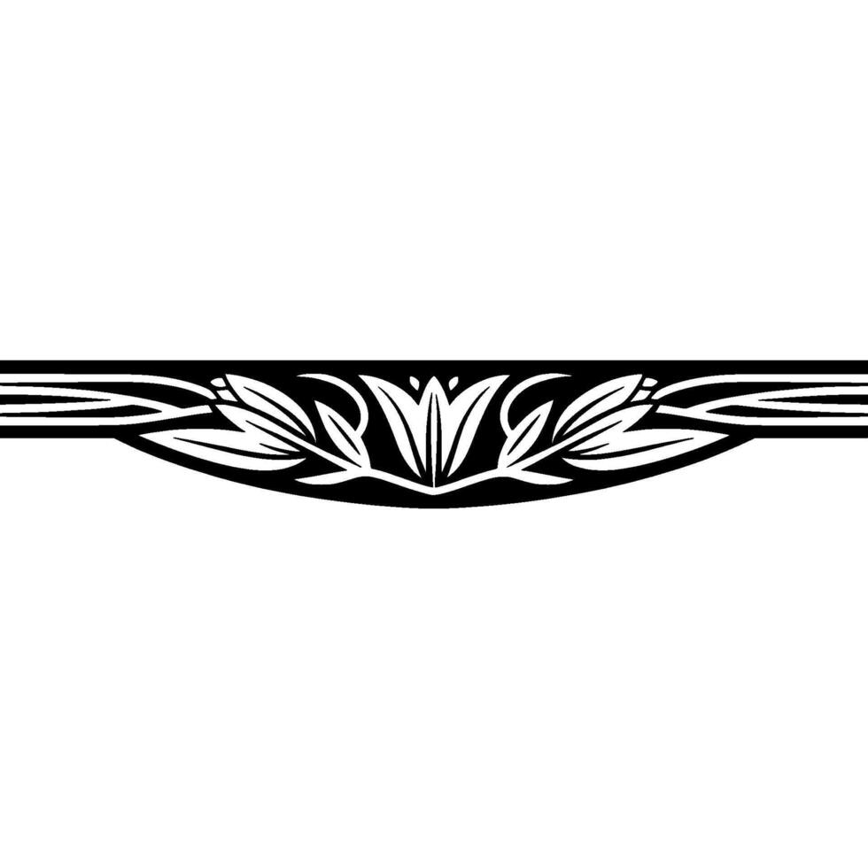 Elegant Floral Border in Black White, Minimalist, Art Nouveau Style vector