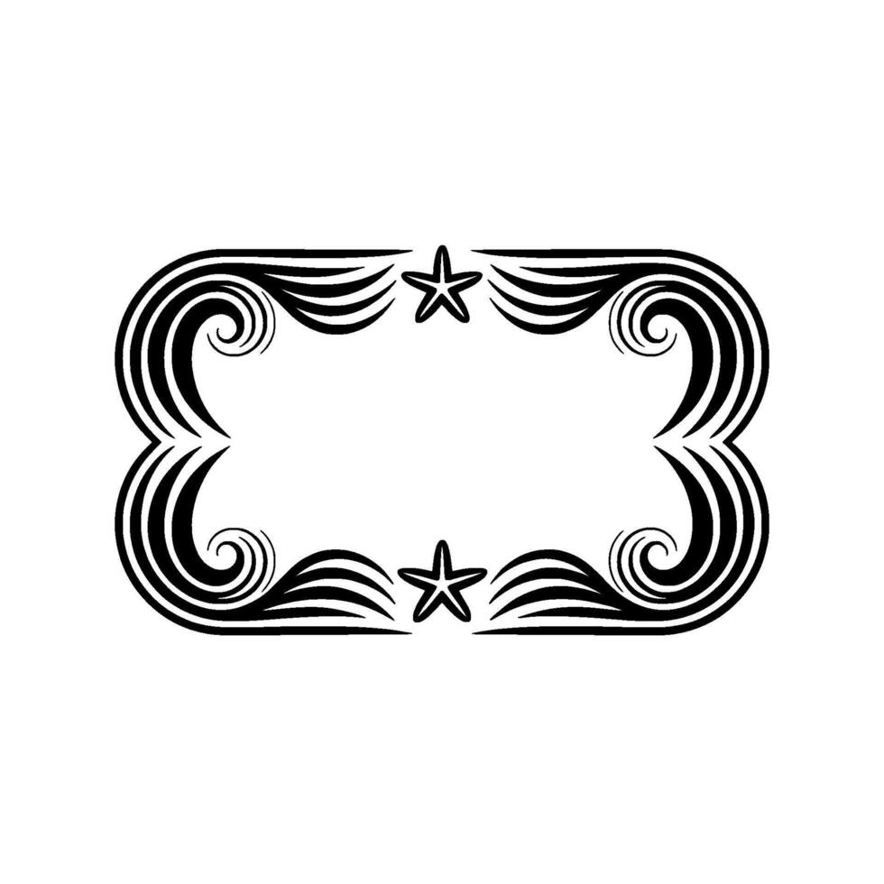 Elegant Black and White Frame with Starfish and Waves vector