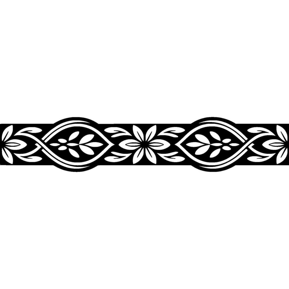 Elegant Floral- Border Black and White Ornament vector