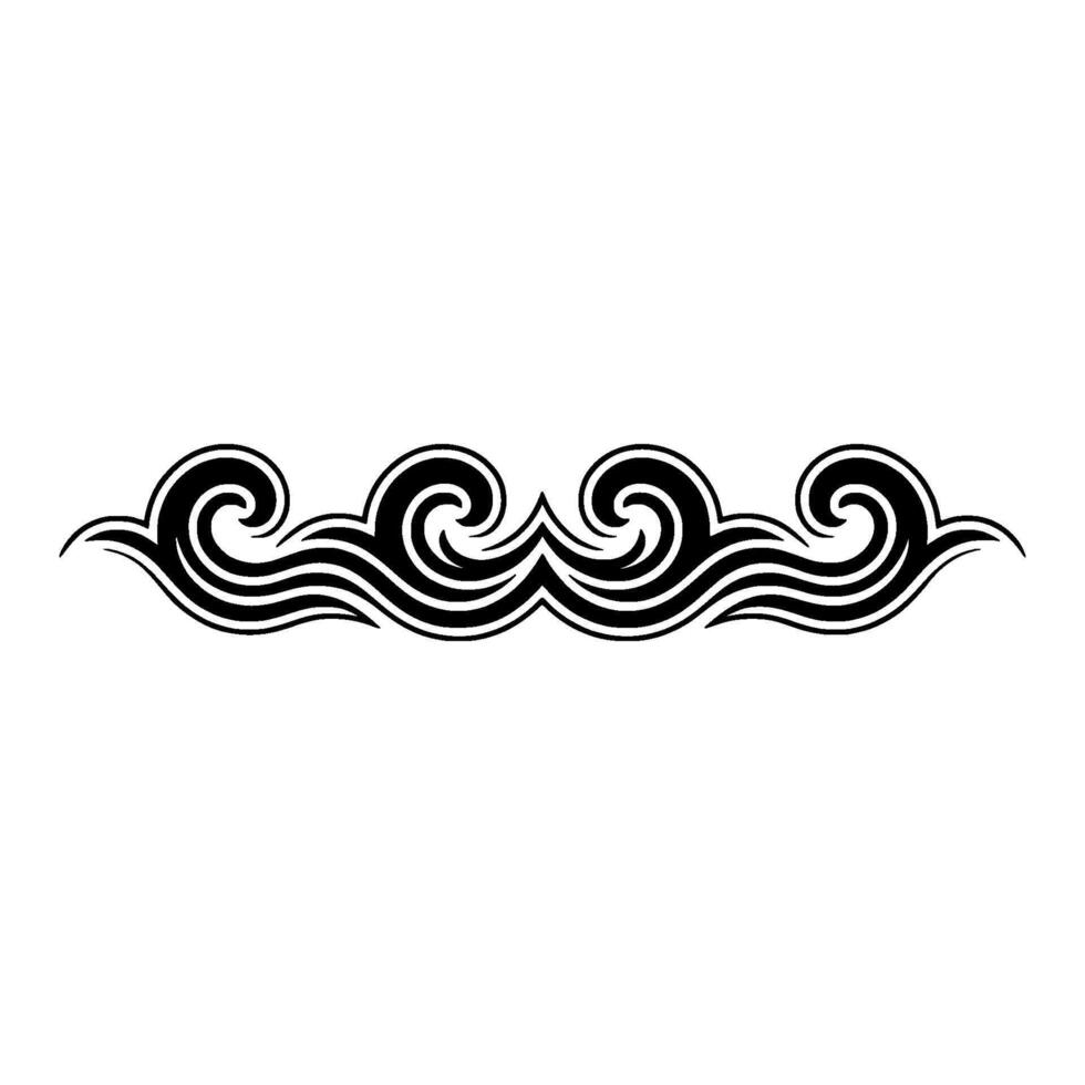 Black Wave Border, Minimalist Ocean Element for vector