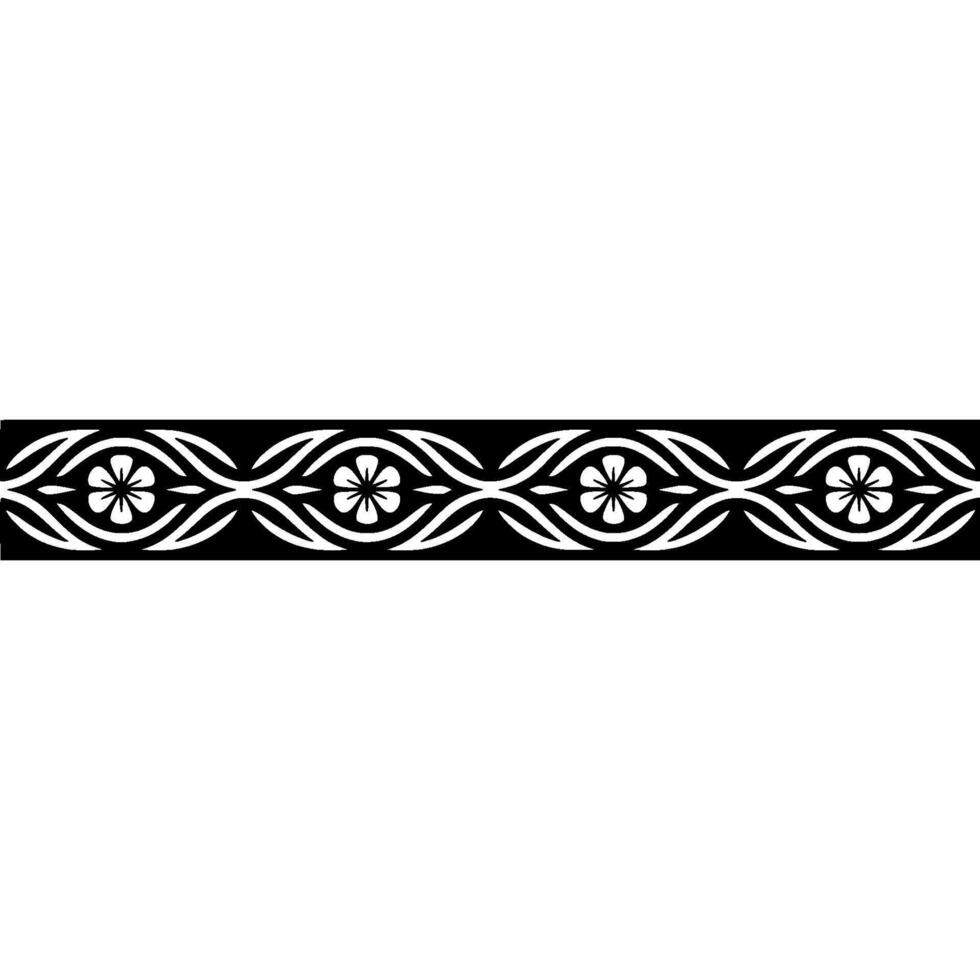 Elegant Floral Border on Black with White Background vector