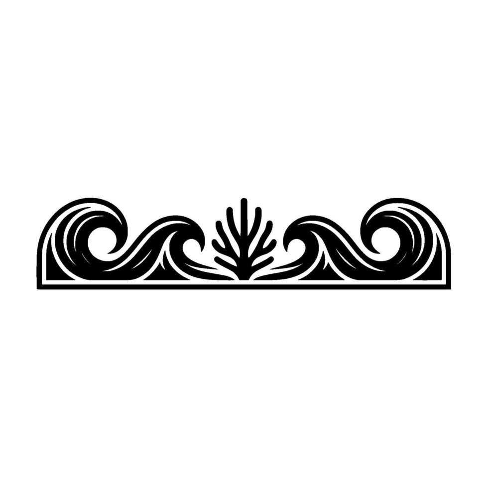Elegant Black Wave and Coral Ornament, Decorative Border Element vector