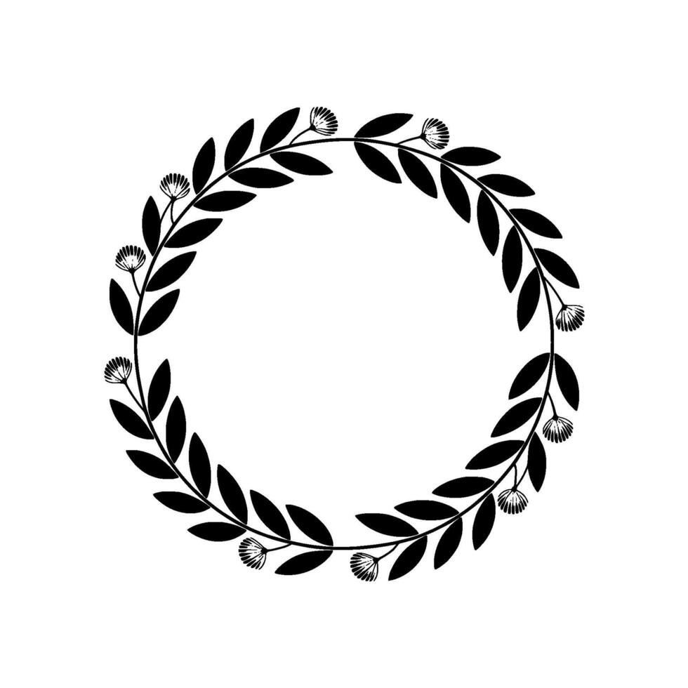 Minimalist Black Floral, Wreath, on White Background vector
