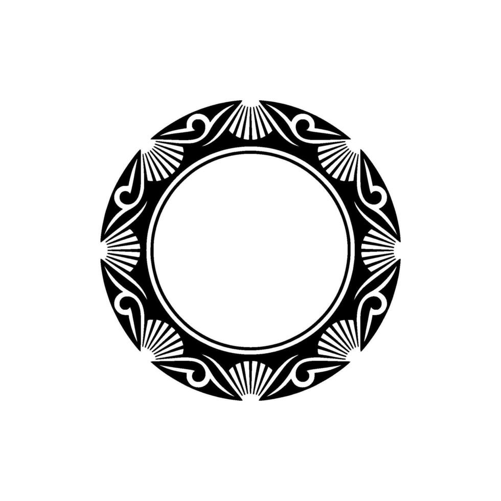 Black White Circular Decorative Border, Minimalist Element vector