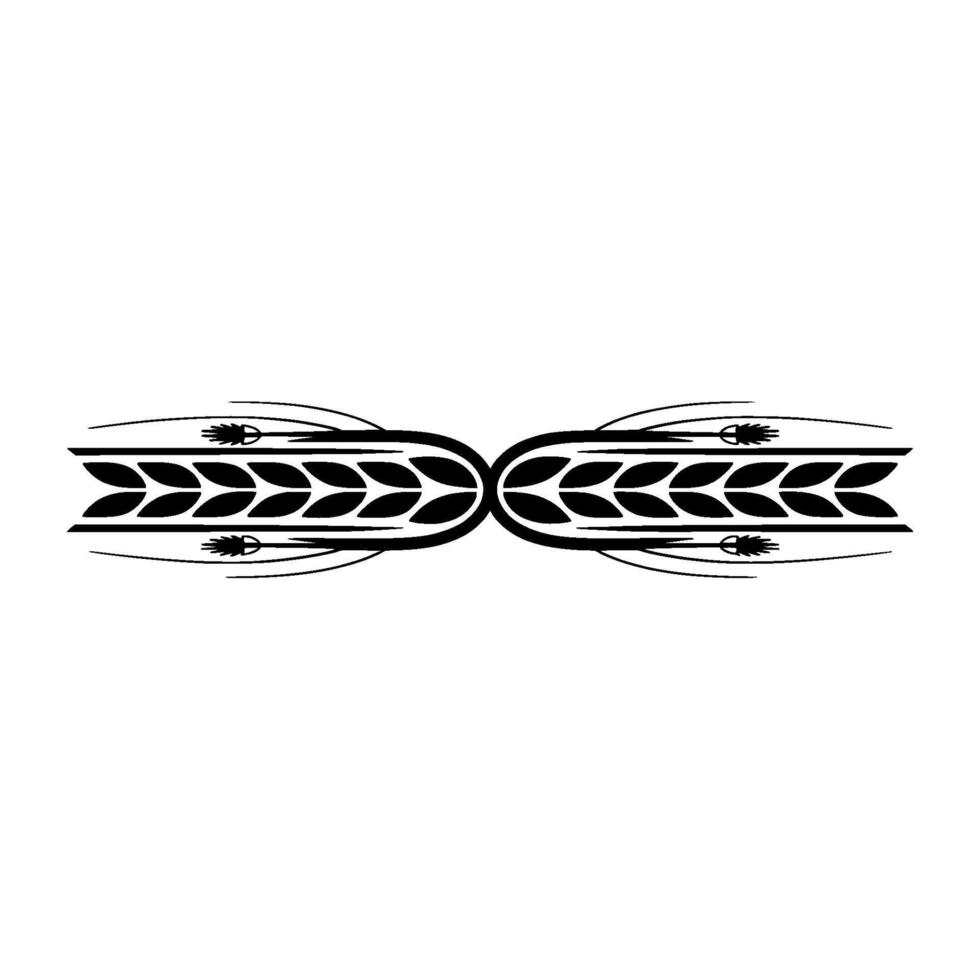 Decorative Black Wheat Element on White Background vector