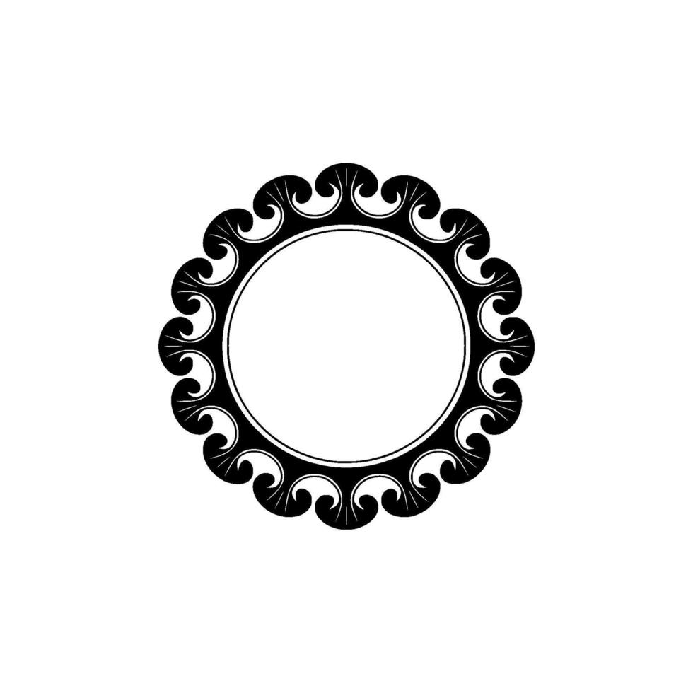 Elegant Round Decorative Frame, Black on White, , Minimalist vector