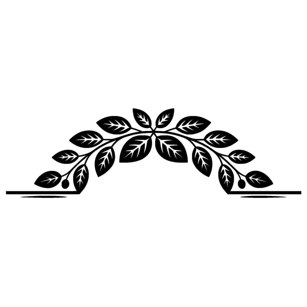 Elegant Leafy Arch Illustration, Black and White vector