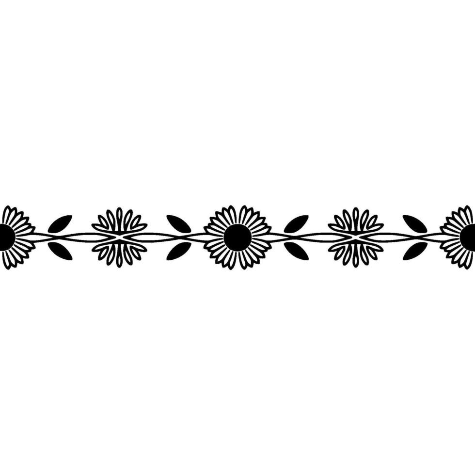 Floral Border Black and White Sunflower Pattern vector