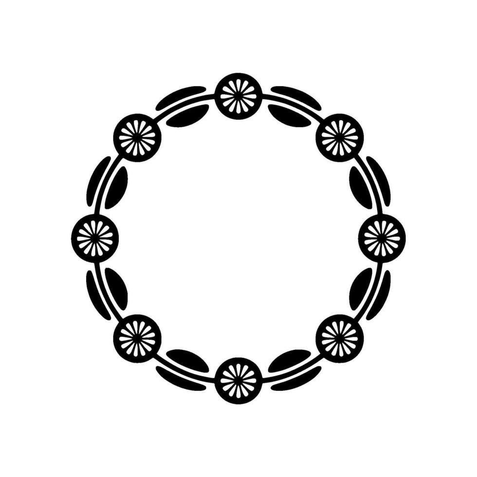 Elegant Floral Wreath in Black and White Geometric vector