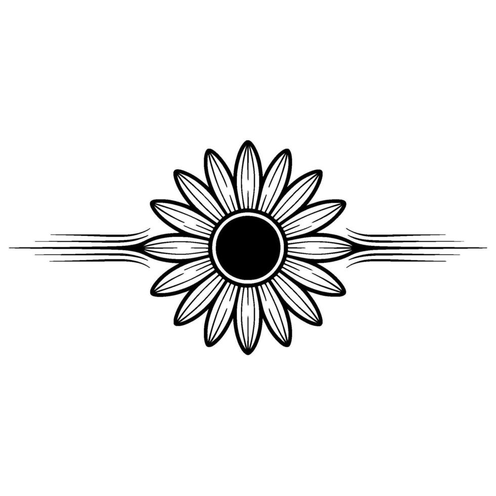 Minimalist Black and White Sunflower Element vector