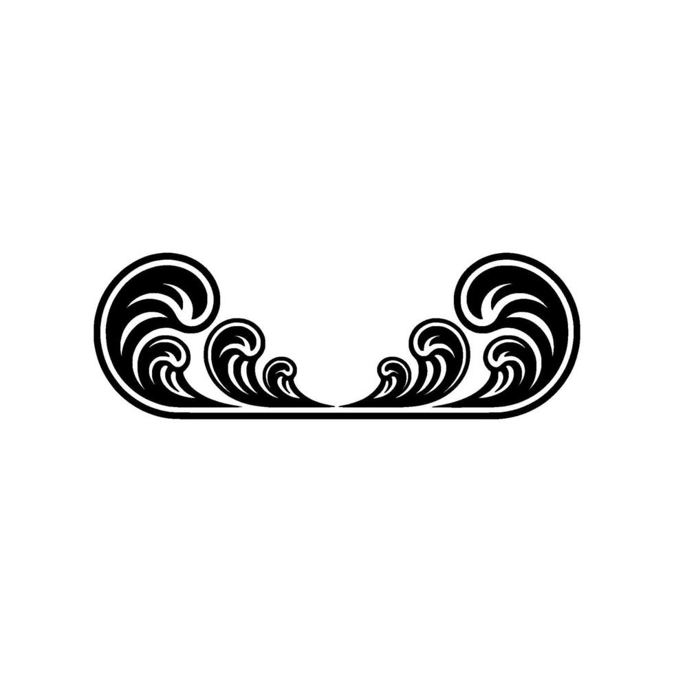 Black and White Wave Ornament, Decorative Element vector