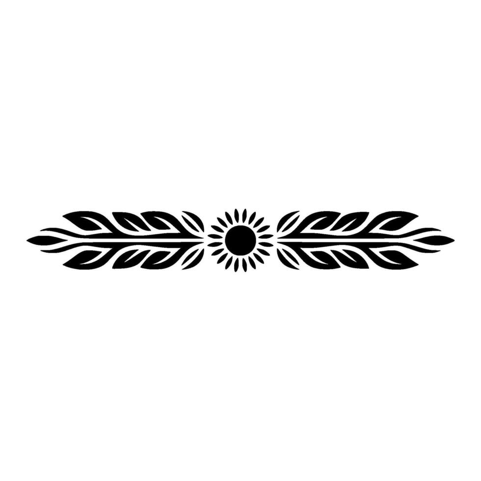 Black Floral Sun Motif on White Background vector