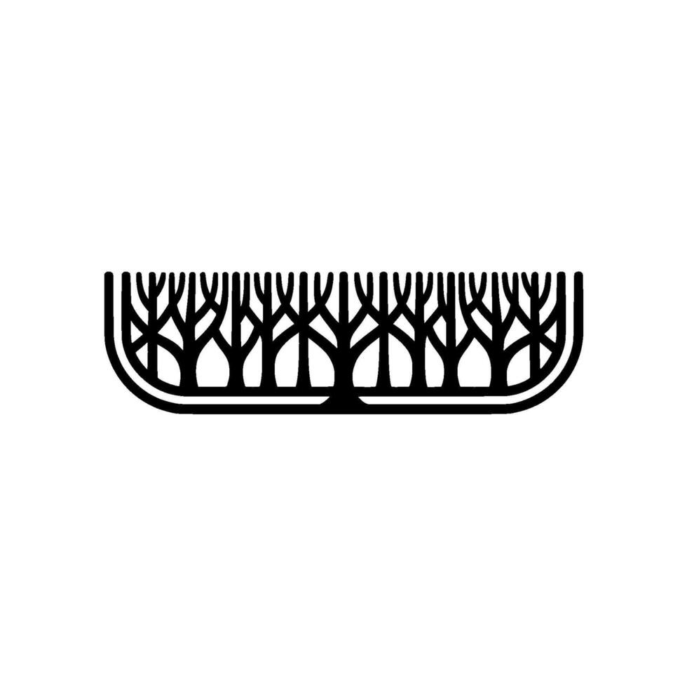 Minimalist Black Forest Silhouette on White, , Nature vector