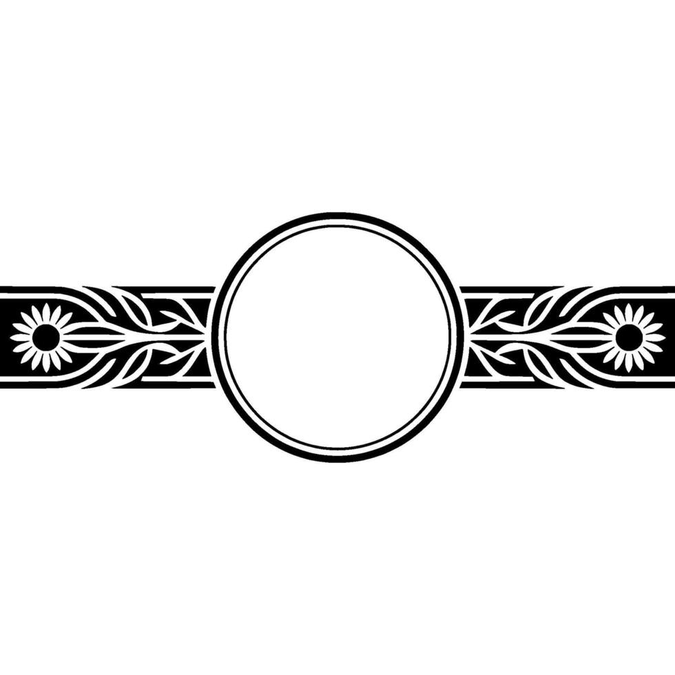 Elegant Black and White Floral Ornament Circle Frame vector