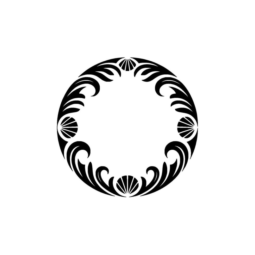 Elegant Black Floral- Circle Frame on Gray Background vector