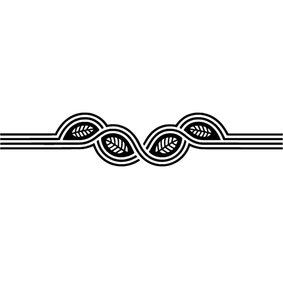 Modern Minimalist Leaf Pattern Border, Black White vector