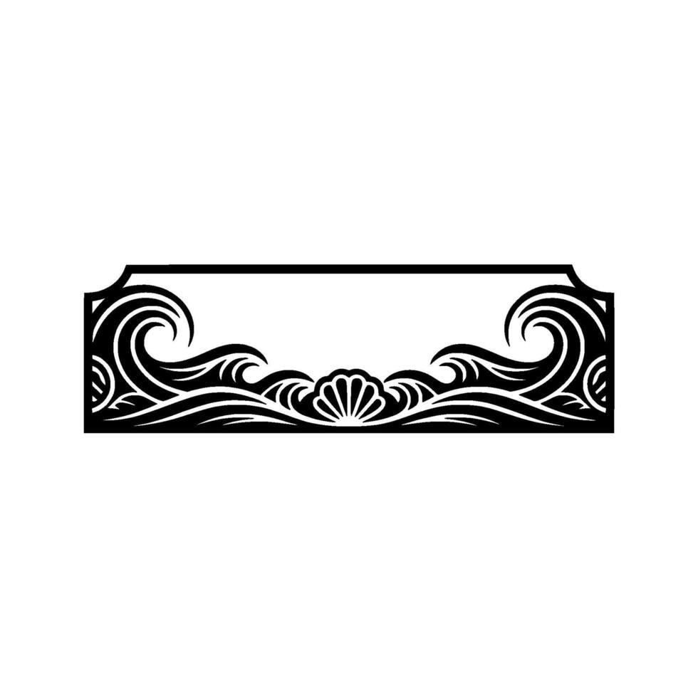 Elegant Ocean Wave Frame Black and White Sea Shell vector