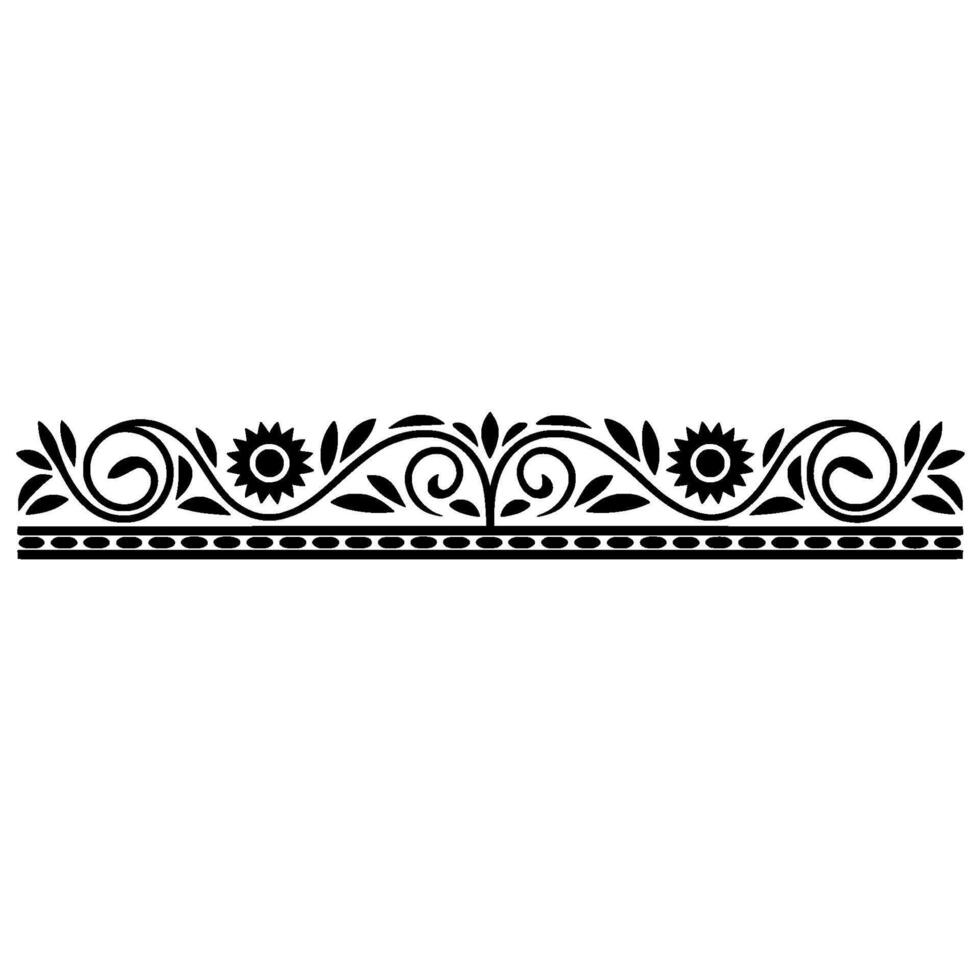 Elegant Floral Border Flourishes and Sunbursts, Black White vector