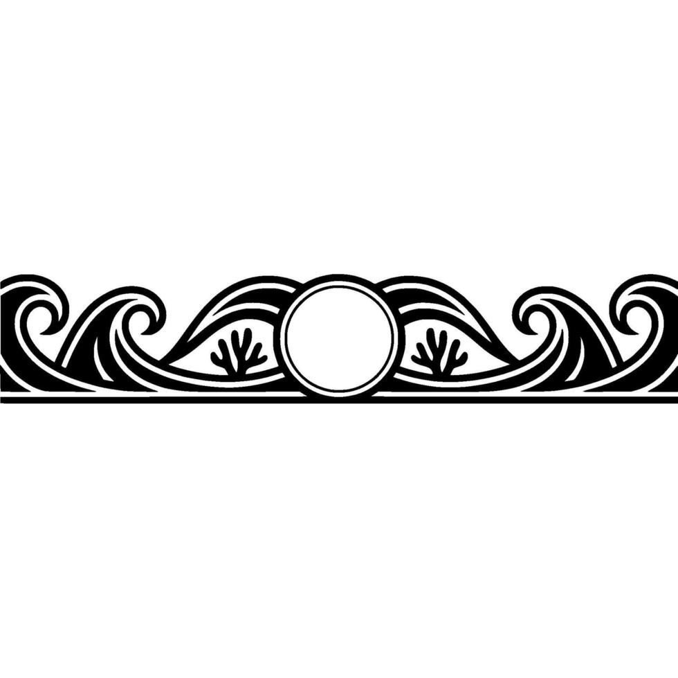 Art Deco Ocean Wave Border with Center Circle Element vector