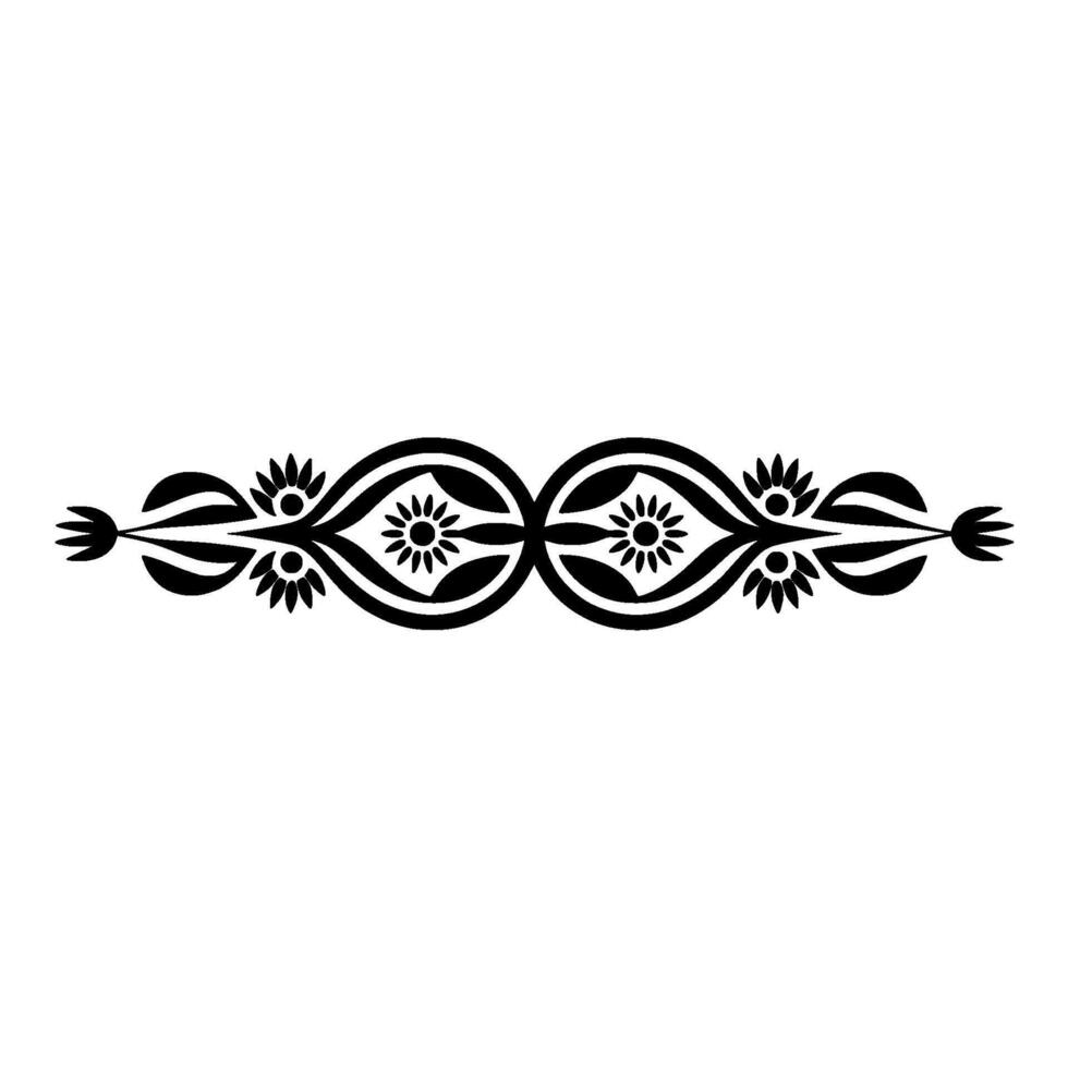 Black Floral Border Ornament on White - Decorative Element vector