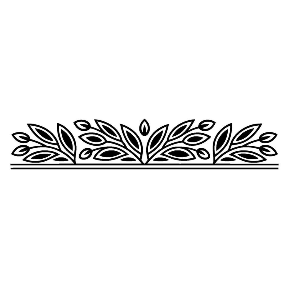 Elegant Black White Leaf Border Ornament, Illustration vector