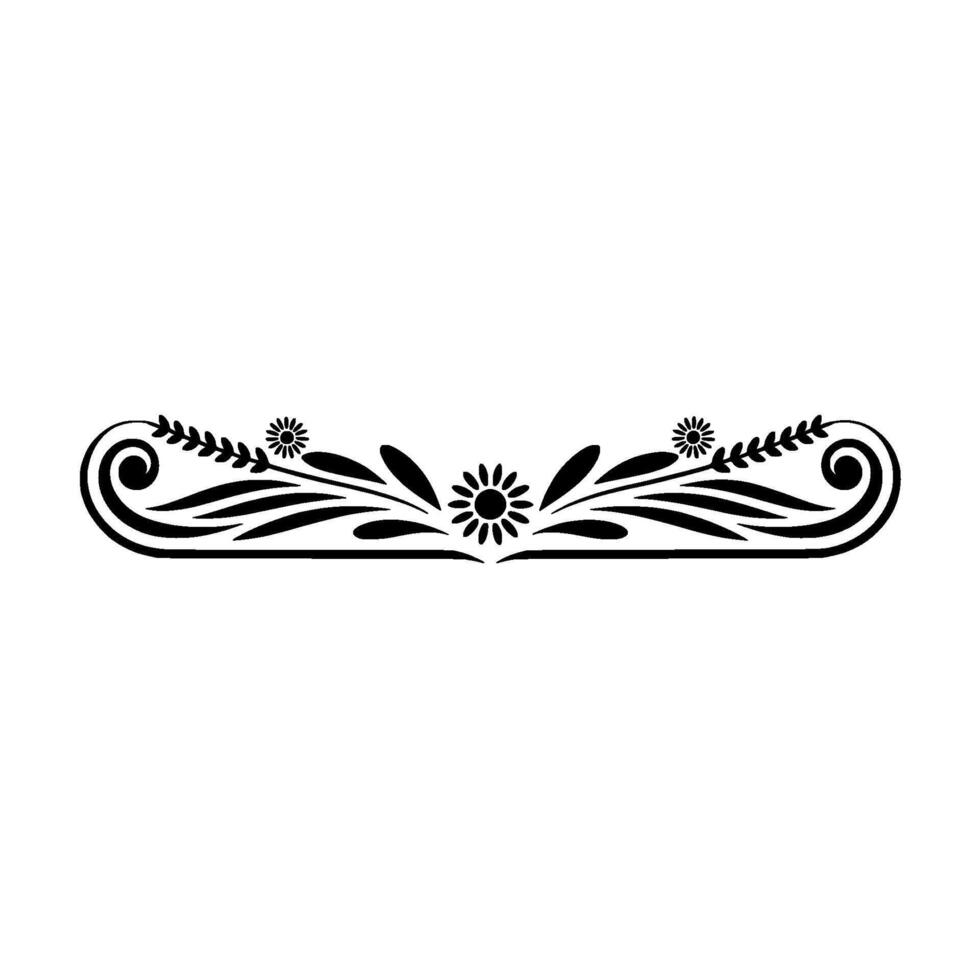 Elegant Floral Border, Black Decorative Element on White vector