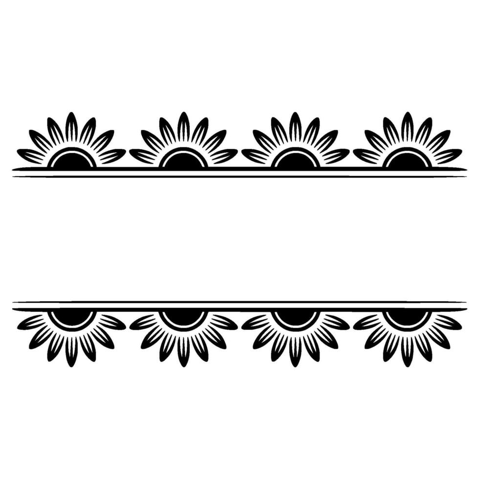 Sunflower Border Elements Black Line Art, Divider , Minimalist vector