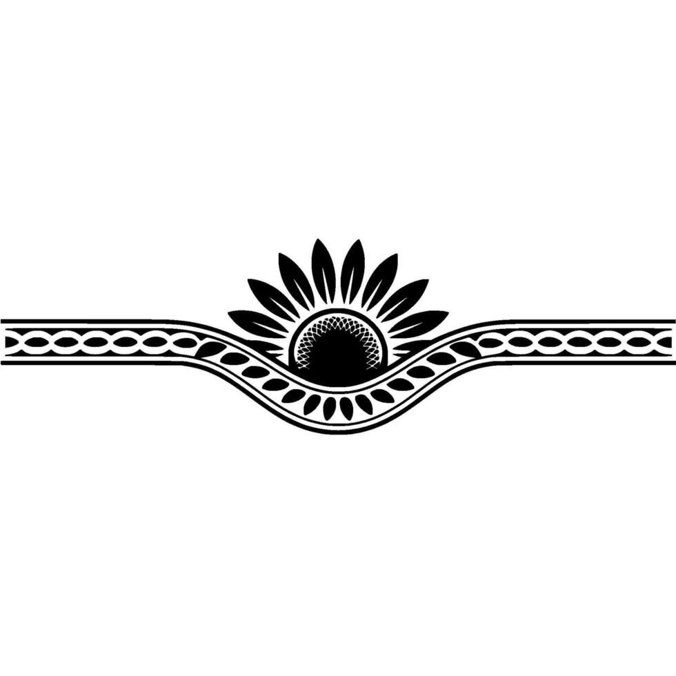 Black and White Sunflower Crest with Ornamental Border vector