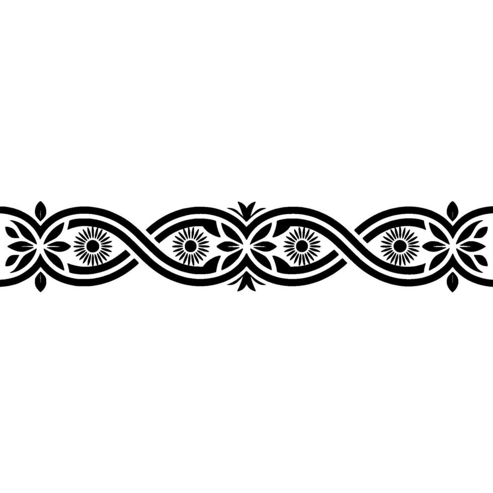 Decorative Black and White Floral Border Element on White vector