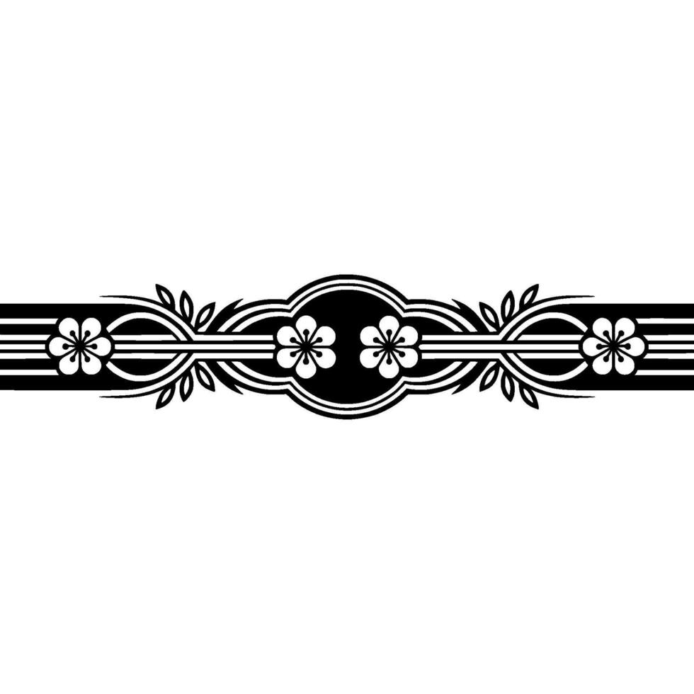 Elegant Black and White Floral- Border. vector
