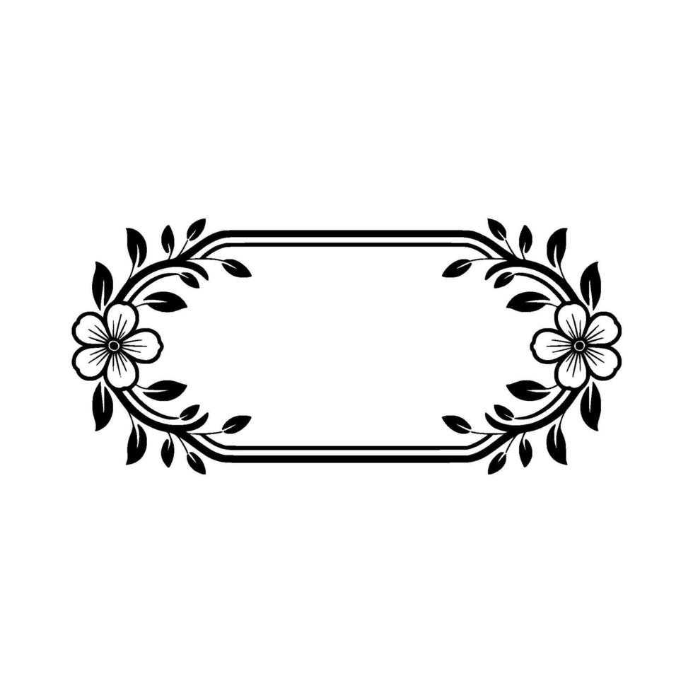 Elegant Floral Frame - Black and White, Decorative vector