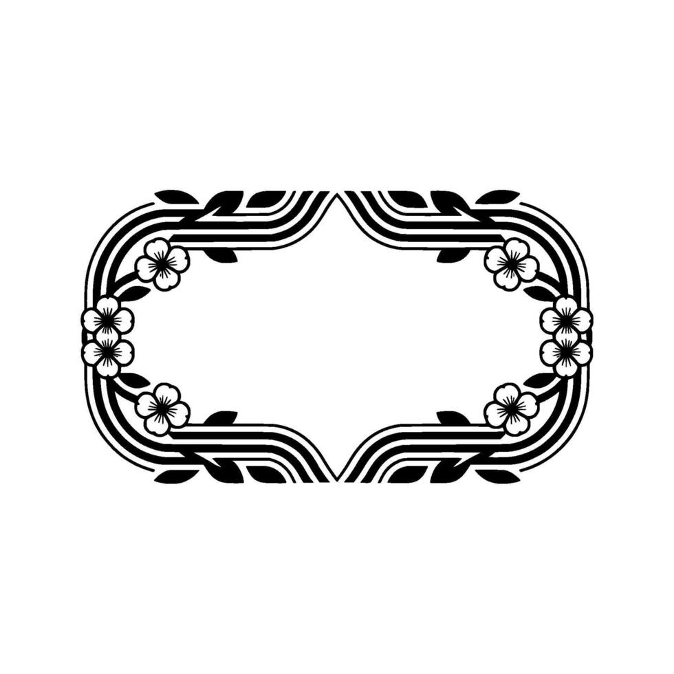 Elegant Black- White Floral Frame, Minimalist vector