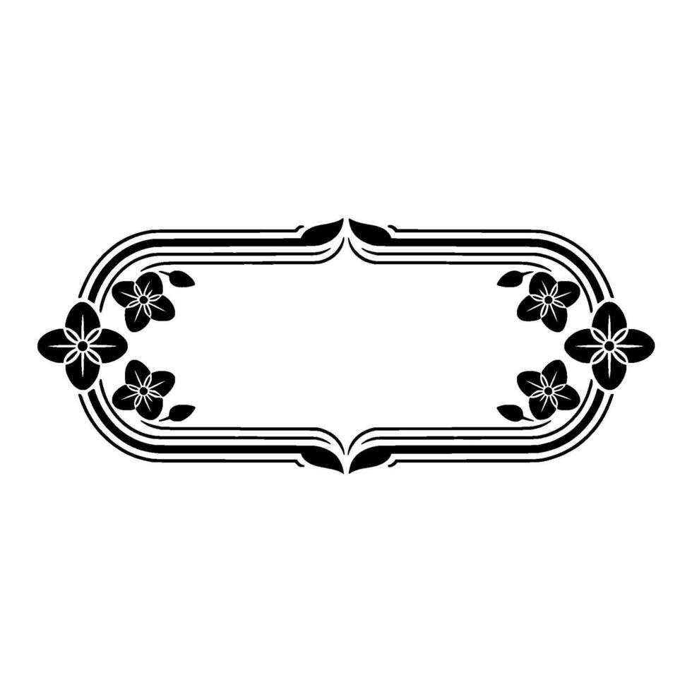 Elegant Floral Frame in Black on White vector