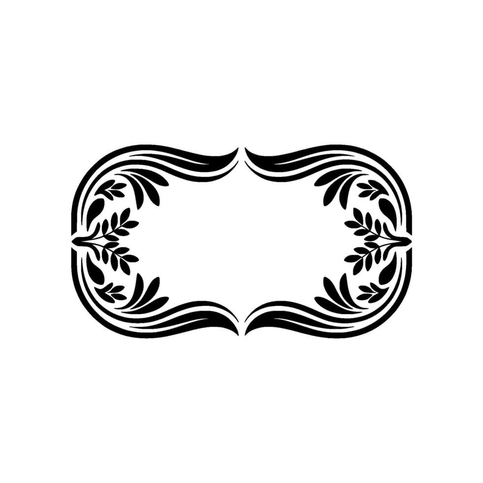 Elegant Black- Floral Frame on White Background vector