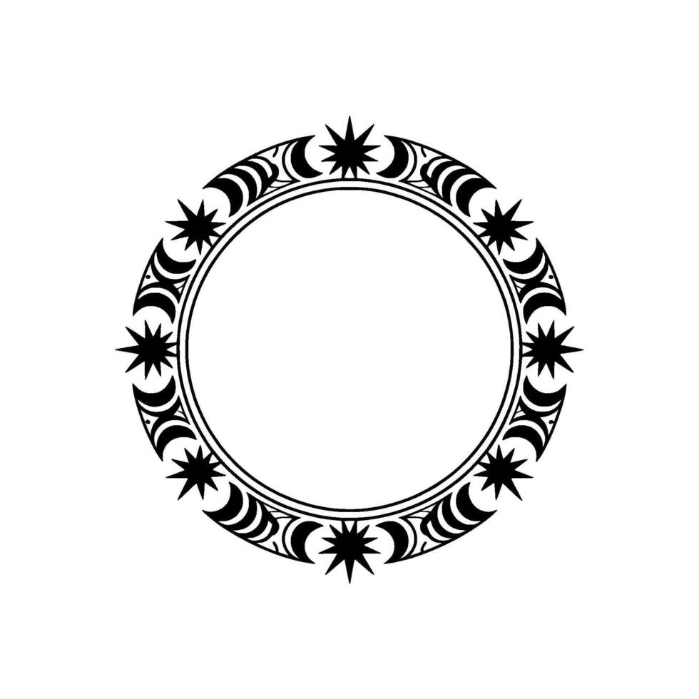 Celestial Frame, Black and White Ornamental Circle vector