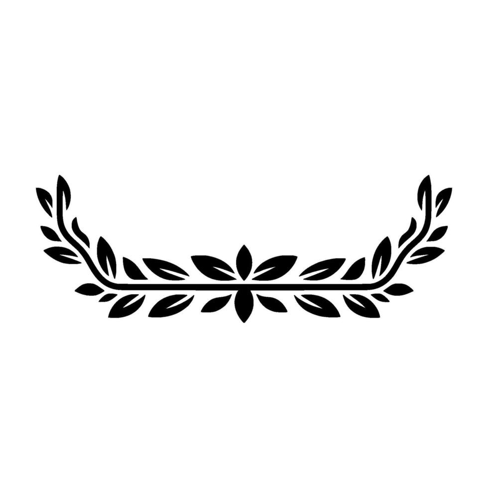 Elegant Black Leafy Laurel Wreath on White Background vector