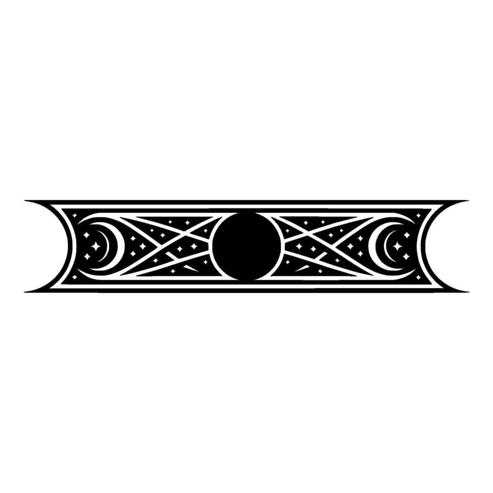 Celestial Ornament Black and White Geometric with Moons and Stars vector