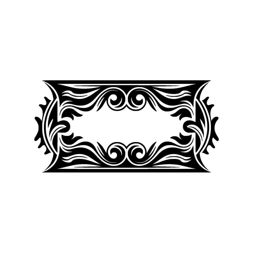 Ornamental Black and White Rectangular Frame, Decorative vector