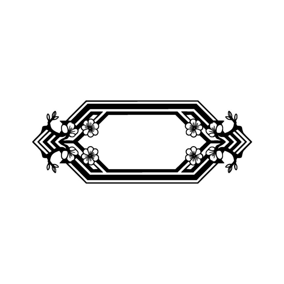 Minimalist Japanese Floral Frame Geometric Elegance, Modern vector
