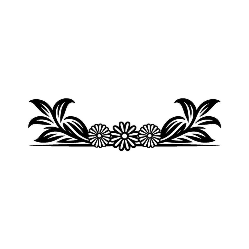 Elegant Floral Border Black, White Decorative Element vector